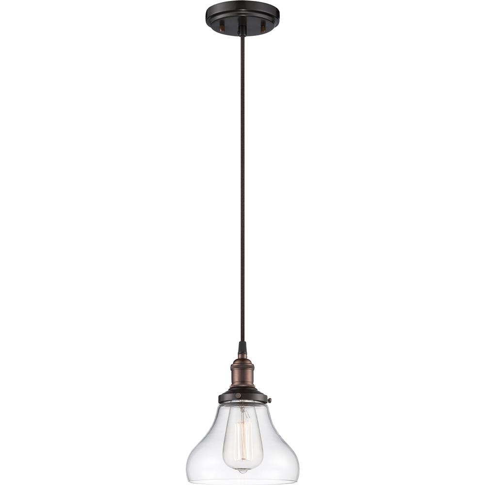 Nuvo Lighting 60/5503  Vintage - 1 Light Pendant with Clear Glass - Vintage Lamp Included in Rustic Bronze Finish